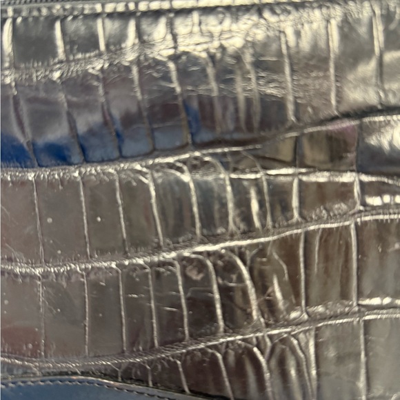 Brighton Croc Embossed Leather Black Shoulder Purse Handbag 11” X 6” EUC - Picture 12 of 16